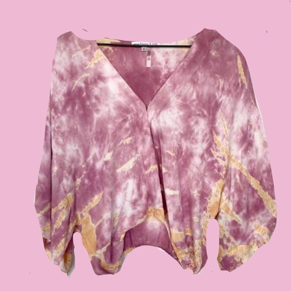 Young fabulous and broke tie dye mock wrap shirt S